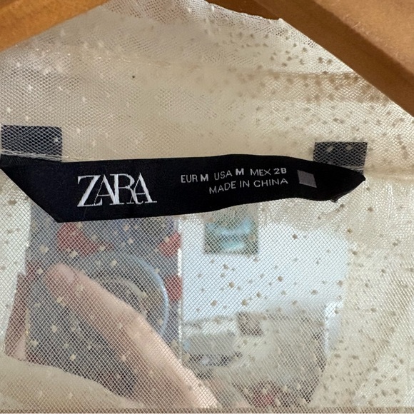 Zara Cream Sheer Ruffle Blouse - Picture 4 of 8